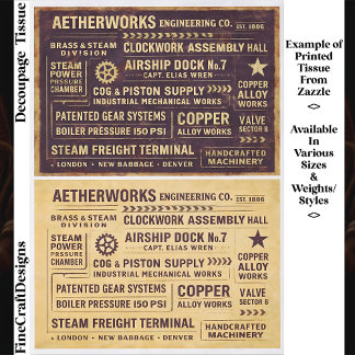 Aged Distressed Steampunk Work Signs FA8 Decoupage Seidenpapier