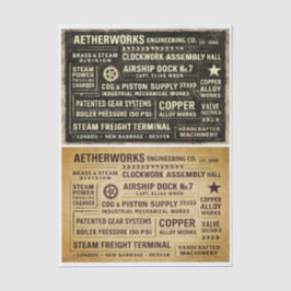 Aged Distressed Steampunk Work Signs FA9 Decoupage Seidenpapier