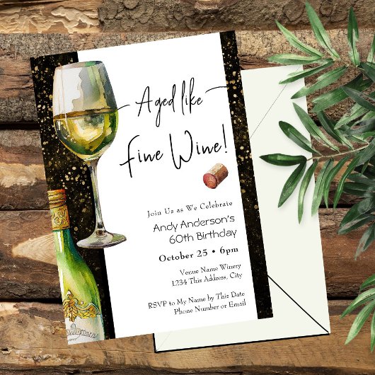 Aged Fine Wine 60th Birthday Invitation Einladung