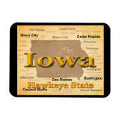 Aged Iowa Staatsstolz Map Silhouette Magnet (Horizontal)