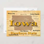 Aged Iowa Staatsstolz Map Silhouette Postkarte (Vorne/Hinten)
