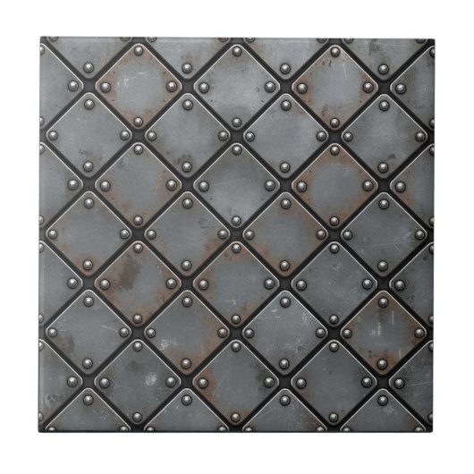 Aged Iron Plate and Rivets #21 ID1227 Fliese (Vorderseite)