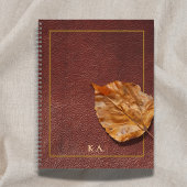 Aged Leather-Look Journal with Autumn Leaf Notizblock