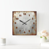 aged steel plate quadratische wanduhr (Zuhause)