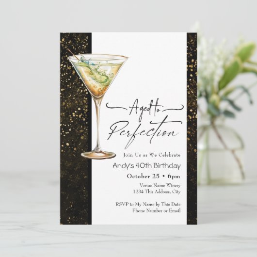 Aged to Perfection 40th Birthday Invitation Einladung (Stehend Vorderseite)