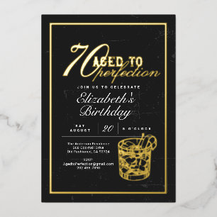 Aged to Perfection Bourbon 70. Geburtstagsfeier  Folieneinladung
