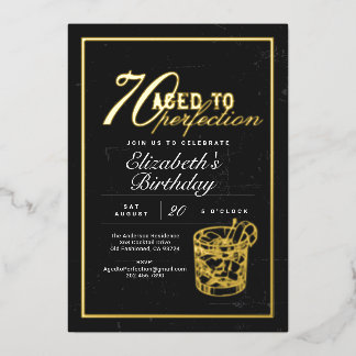 Aged to Perfection Bourbon 70. Geburtstagsfeier Folieneinladung