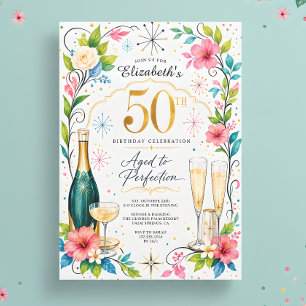 Aged to Perfection Champagner 50. Geburtstag Einladung