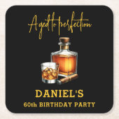 Aged to Perfection Cigar Whiskey 60th Birthday Rechteckiger Pappuntersetzer (Vorderseite)