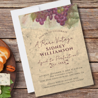 Aged to Perfection Elegant Vineyard Adult Birthday Einladung