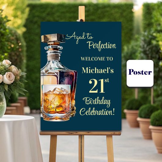 Aged to Perfection Men 21st Whiskey Birthday Poster