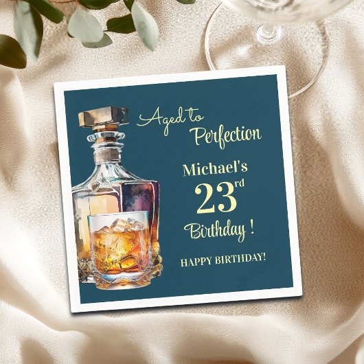 Aged to Perfection Men 23rd Whiskey Birthday Serviette