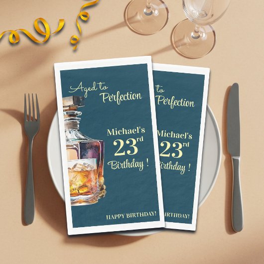 Aged to Perfection Men 23rd Whiskey Birthday Serviette