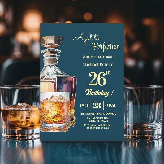 Aged to Perfection Men 26th Whiskey Birthday  Einladung