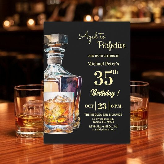 Aged to Perfection Men 35th Whiskey Birthday  Einladung