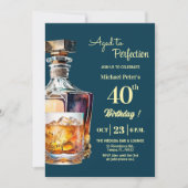Aged to Perfection Men 40th Whiskey Birthday Einladung (Vorderseite)
