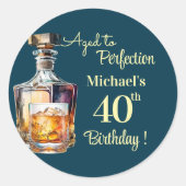 Aged to Perfection Men 40th Whiskey Birthday Runder Aufkleber (Vorderseite)