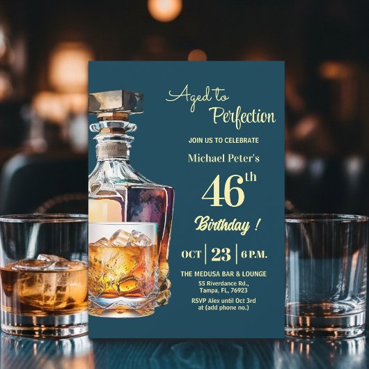 Aged to Perfection Men 46th Whiskey Birthday  Einladung