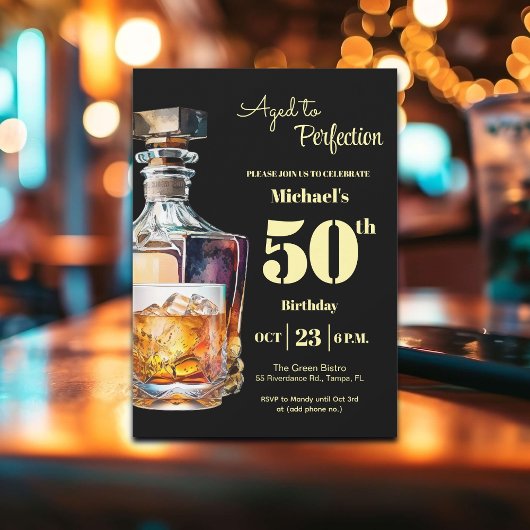Aged to Perfection Men 50th Whiskey Birthday  Einladung