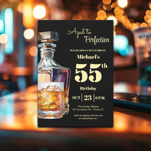 Aged to Perfection Men 55th Whiskey Birthday  Einladung