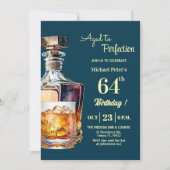 Aged to Perfection Men 64th Whiskey Birthday Einladung (Vorderseite)