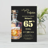 Aged to Perfection Men  65th Whiskey Birthday  Einladung (Stehend Vorderseite)