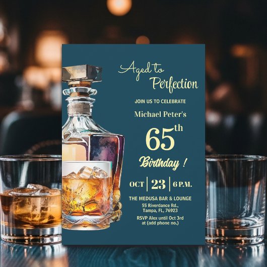 Aged to Perfection Men 65th Whiskey Birthday  Einladung