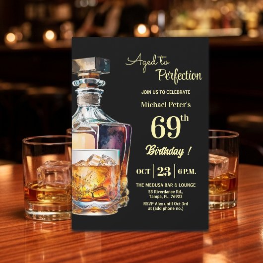 Aged to Perfection Men 69th Whiskey Birthday  Einladung