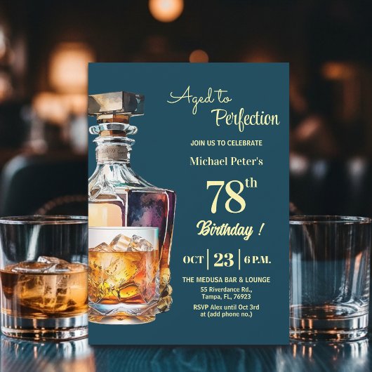 Aged to Perfection Men 78th Whiskey Birthday  Einladung