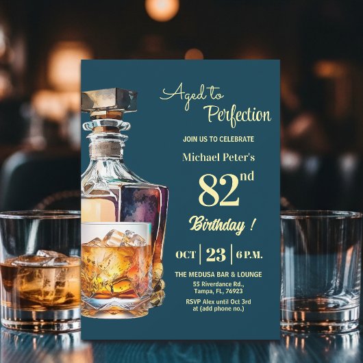 Aged to Perfection Men 82nd Whiskey Birthday  Einladung
