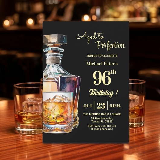 Aged to Perfection Men 96th Whiskey Birthday  Einladung
