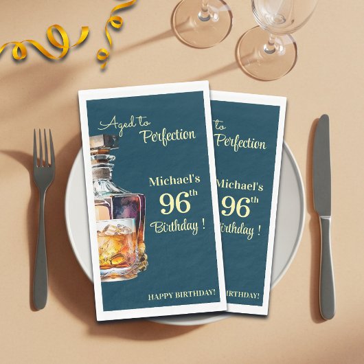 Aged to Perfection Men 96th Whiskey Birthday Serviette