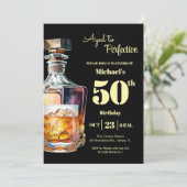 Aged to Perfection Men's 50th Whiskey Birthday  Einladung (Stehend Vorderseite)