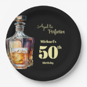 Aged to Perfection Men's 50th Whiskey Birthday Pappteller (Vorderseite)