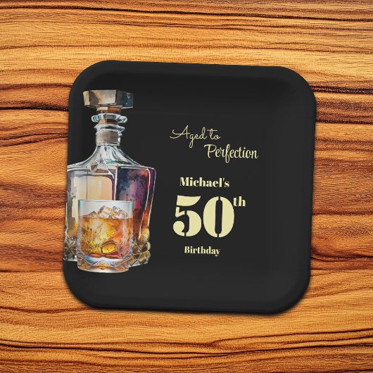 Aged to Perfection Men's 50th Whiskey Birthday Pappteller