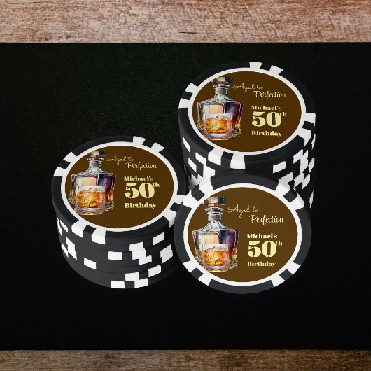 Aged to Perfection Men's 50th Whiskey Birthday Pokerchips