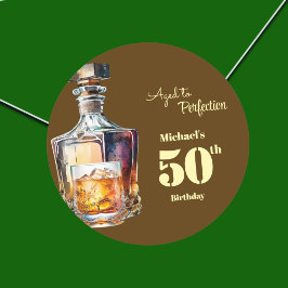 Aged to Perfection Men's 50th Whiskey Birthday Runder Aufkleber