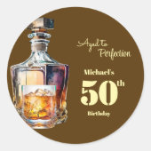 Aged to Perfection Men's 50th Whiskey Birthday Runder Aufkleber (Vorderseite)