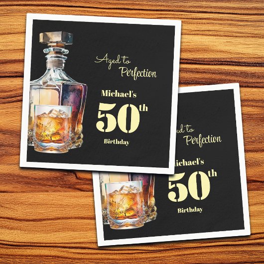 Aged to Perfection Men's 50th Whiskey Birthday Serviette