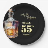 Aged to Perfection Men's 55th Whiskey Birthday Pappteller (Vorderseite)