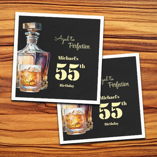 Aged to Perfection Men's 55th Whiskey Birthday Serviette