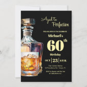 Aged to Perfection Men's 60th Whiskey Birthday  Einladung (Vorderseite)