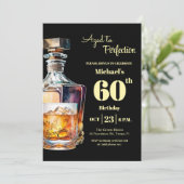 Aged to Perfection Men's 60th Whiskey Birthday  Einladung (Stehend Vorderseite)
