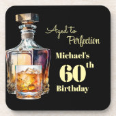 Aged to Perfection Men's 60th Whiskey Birthday Getränkeuntersetzer (Vorderseite)