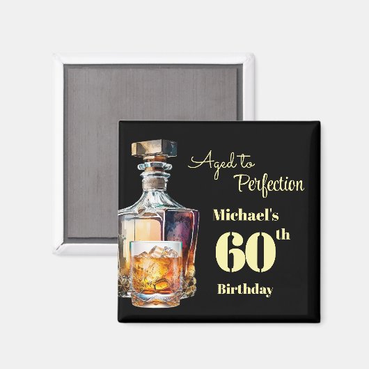 Aged to Perfection Men's 60th Whiskey Birthday Magnet (Vorderseite/Rückseite)