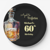Aged to Perfection Men's 60th Whiskey Birthday  Pappteller (Vorderseite)