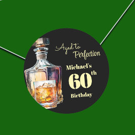 Aged to Perfection Men's 60th Whiskey Birthday Runder Aufkleber