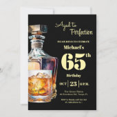 Aged to Perfection Men's 65th Whiskey Birthday Einladung (Vorderseite)