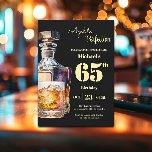 Aged to Perfection Men's 65th Whiskey Birthday  Einladung