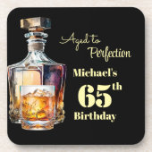 Aged to Perfection Men's 65th Whiskey Birthday Getränkeuntersetzer (Vorderseite)
